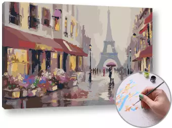 Maľovanie podľa čísel DÁŽĎ V PARÍŽI – nízka náročnosť